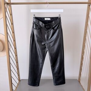 A&F Vegan Leather Ultra High Rise Ankle Straight Pant *SHORT
